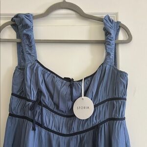 Storia Blue Pleated Dress